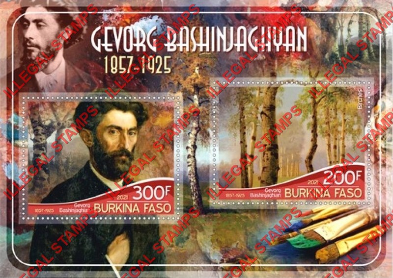 Burkina Faso 2021 Paintings by Gevorg Bashinjaghyan Illegal Stamp Souvenir Sheet of 2