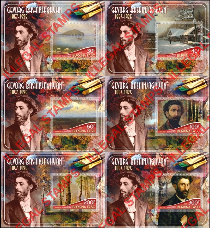 Burkina Faso 2021 Paintings by Gevorg Bashinjaghyan Illegal Stamp Souvenir Sheets of 1