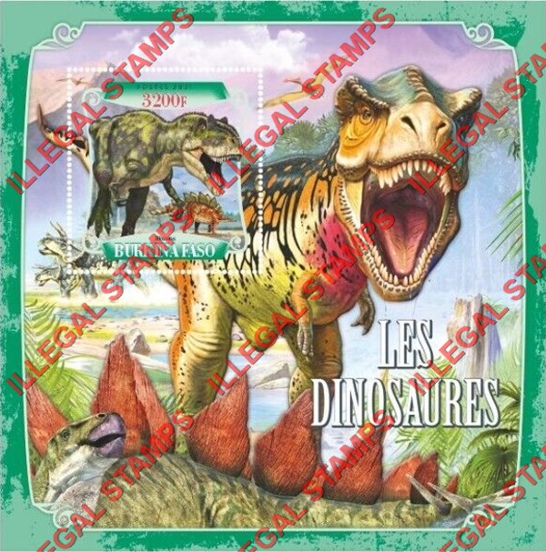 Burkina Faso 2021 Dinosaurs Illegal Stamp Souvenir Sheet of 1