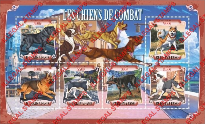 Burkina Faso 2021 Dogs Fighting Dogs Illegal Stamp Souvenir Sheet of 6