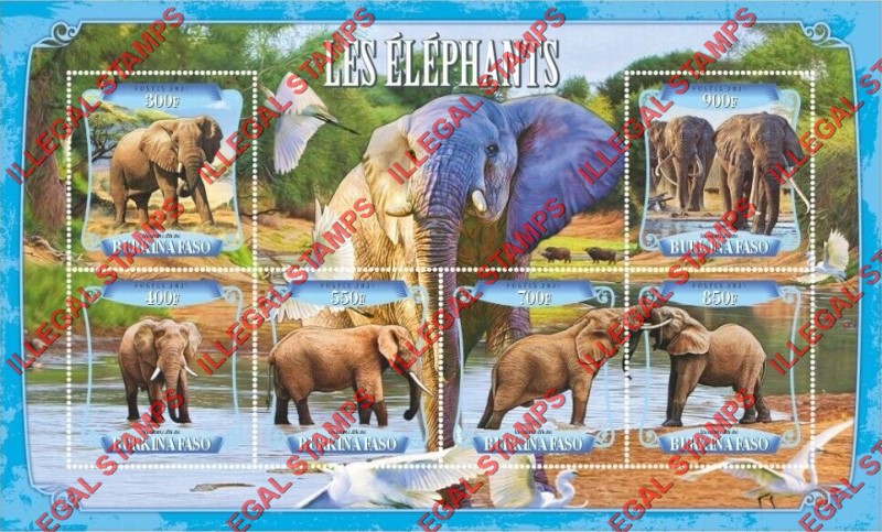 Burkina Faso 2021 Elephants Illegal Stamp Souvenir Sheet of 6