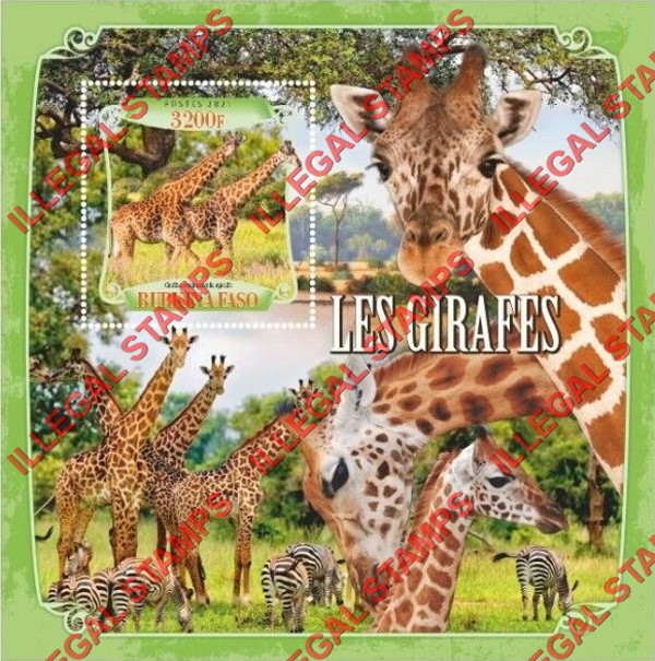 Burkina Faso 2021 Giraffes Illegal Stamp Souvenir Sheet of 1