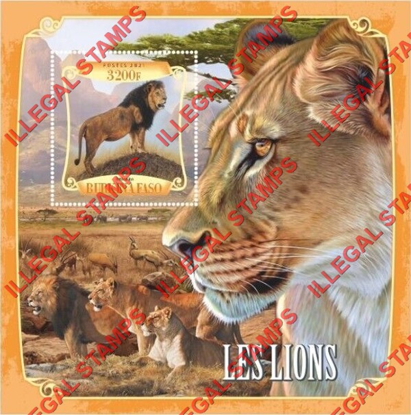 Burkina Faso 2021 Lions Illegal Stamp Souvenir Sheet of 1