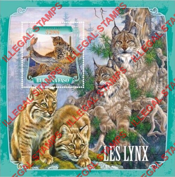 Burkina Faso 2021 Lynx Illegal Stamp Souvenir Sheet of 1
