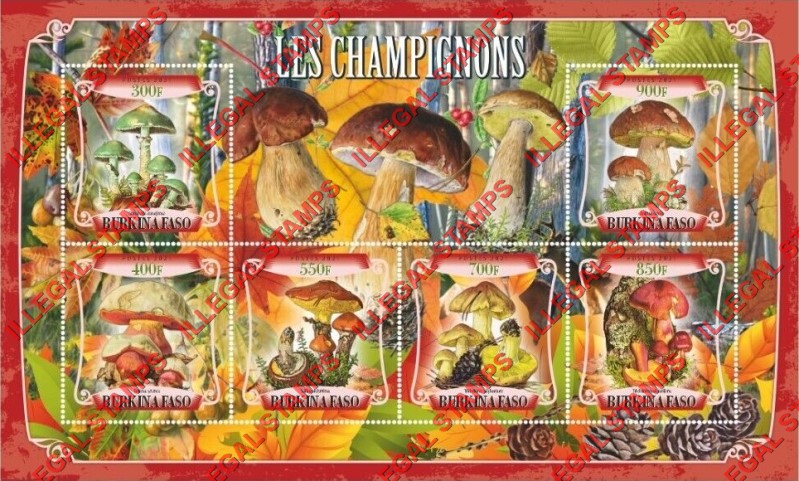 Burkina Faso 2021 Mushrooms Illegal Stamp Souvenir Sheet of 6