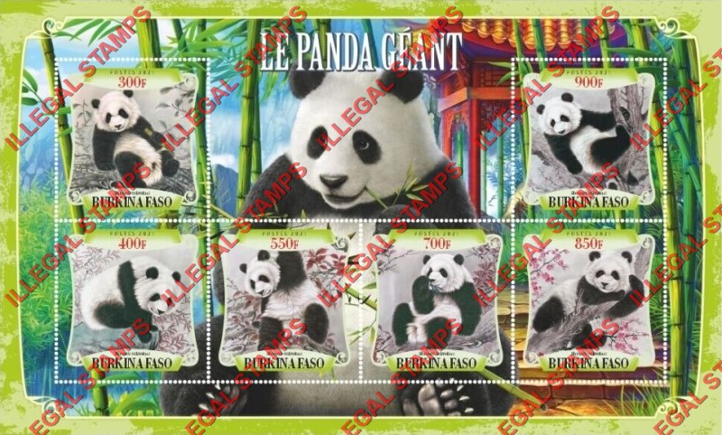 Burkina Faso 2021 Pandas Illegal Stamp Souvenir Sheet of 6