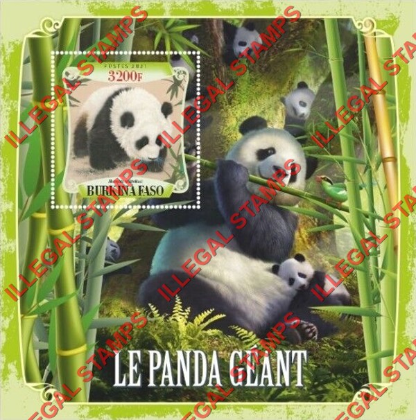 Burkina Faso 2021 Pandas Illegal Stamp Souvenir Sheet of 1