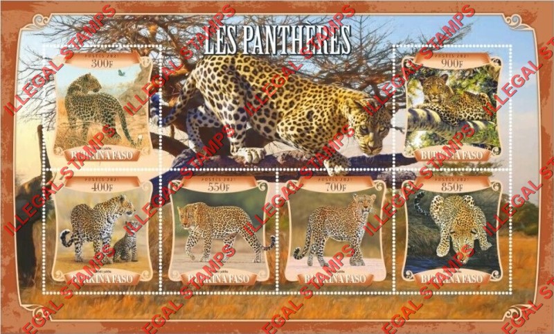 Burkina Faso 2021 Panthers Illegal Stamp Souvenir Sheet of 6