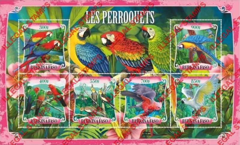 Burkina Faso 2021 Parrots Illegal Stamp Souvenir Sheet of 6