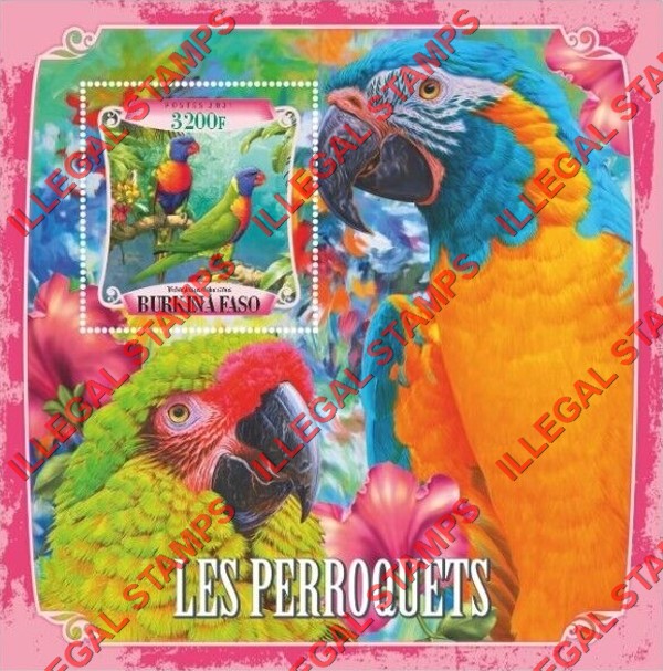 Burkina Faso 2021 Parrots Illegal Stamp Souvenir Sheet of 1