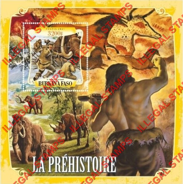 Burkina Faso 2021 Prehistoric Man Illegal Stamp Souvenir Sheet of 1