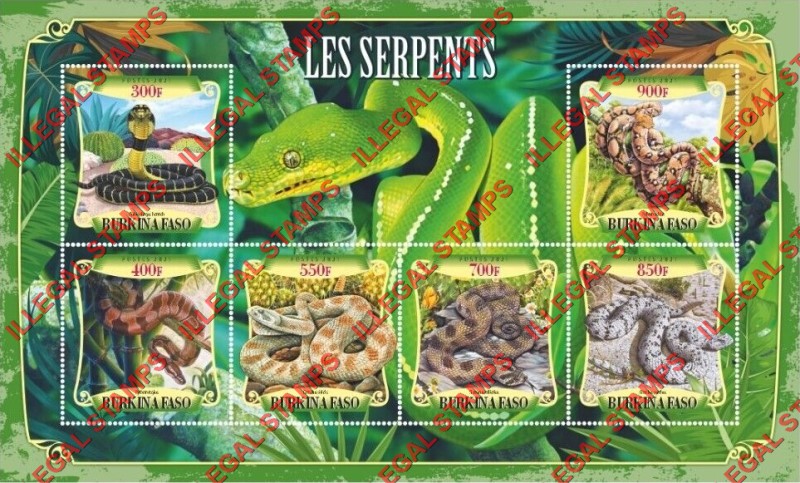 Burkina Faso 2021 Snakes Illegal Stamp Souvenir Sheet of 6