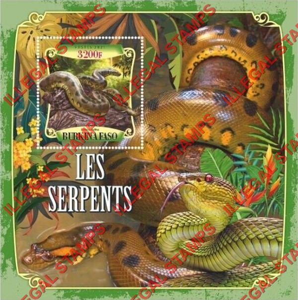 Burkina Faso 2021 Snakes Illegal Stamp Souvenir Sheet of 1