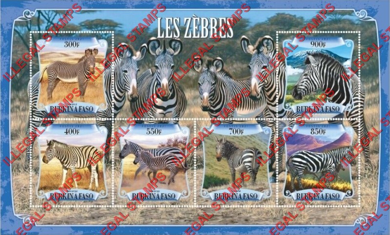 Burkina Faso 2021 Zebras Illegal Stamp Souvenir Sheet of 6