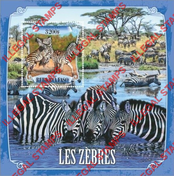 Burkina Faso 2021 Zebras Illegal Stamp Souvenir Sheet of 1