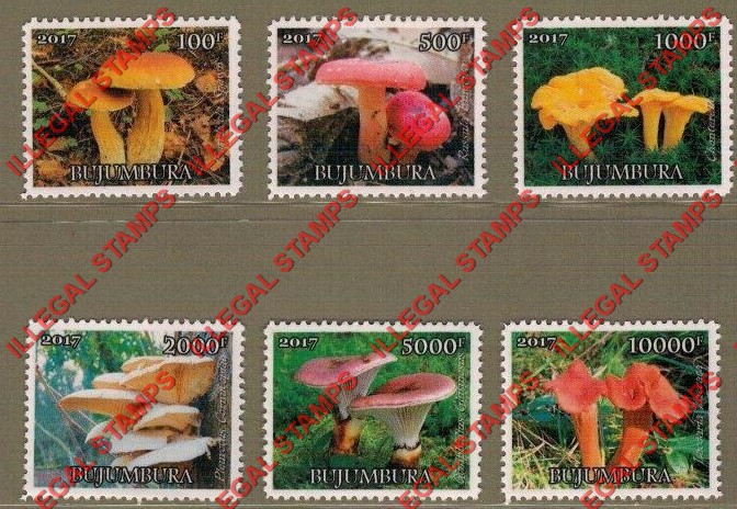 Bujumbura 2017 Mushrooms Counterfeit Illegal Stamp Set of 6