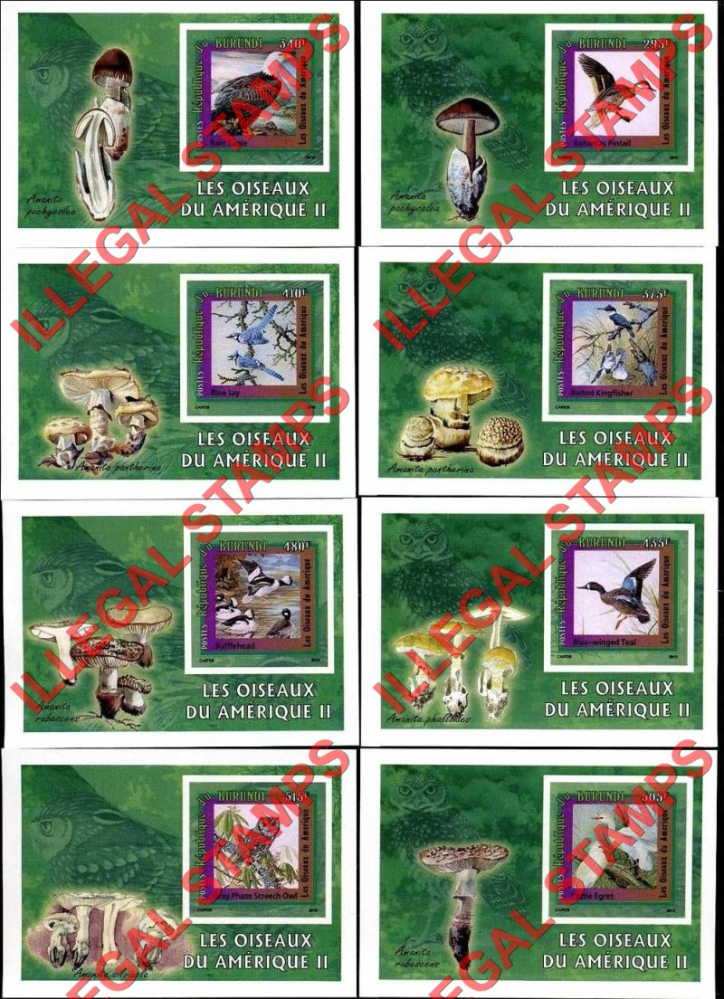 Burundi 2010 Birds of America Counterfeit Illegal Stamp Souvenir Sheets of 8 (Part 2)