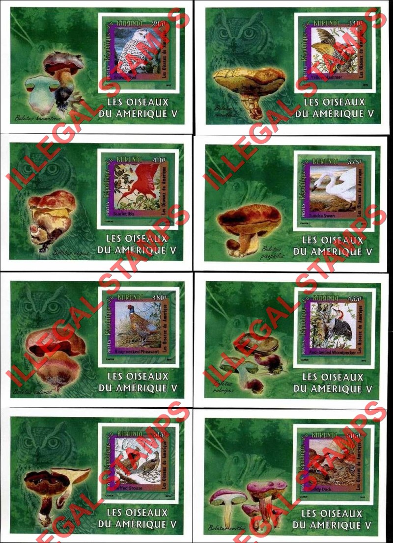 Burundi 2010 Birds of America Counterfeit Illegal Stamp Souvenir Sheets of 8 (Part 5)