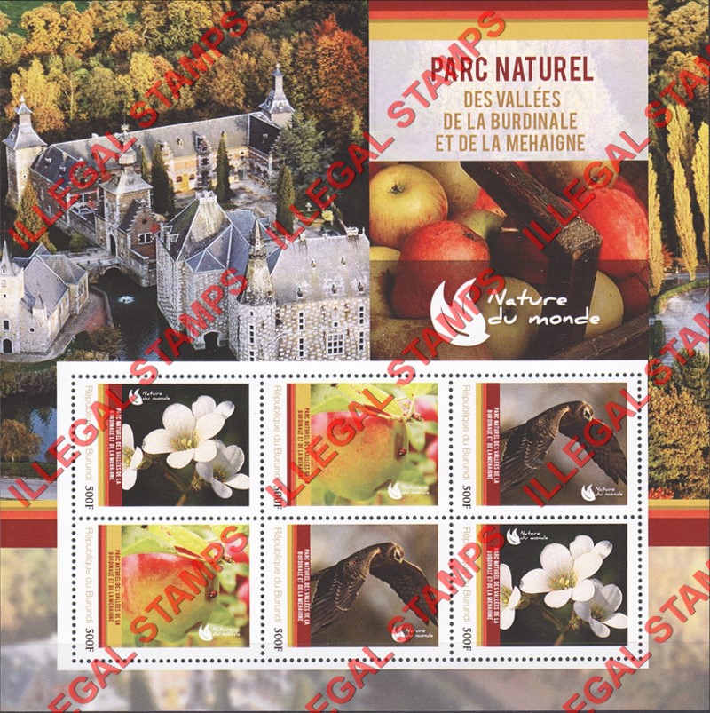Burundi 2012 National Parks Burdinale-Mehaigne Counterfeit Illegal Stamp Souvenir Sheet of 6