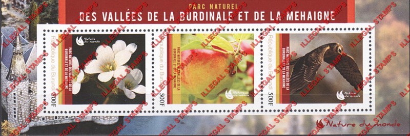 Burundi 2012 National Parks Burdinale-Mehaigne Counterfeit Illegal Stamp Souvenir Sheet of 3