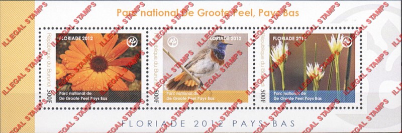Burundi 2012 National Parks De Groote Peel Counterfeit Illegal Stamp Souvenir Sheet of 3