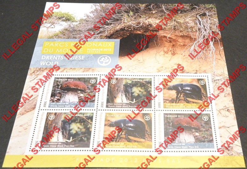 Burundi 2012 National Parks Drents-Friese Wold Counterfeit Illegal Stamp Souvenir Sheet of 6