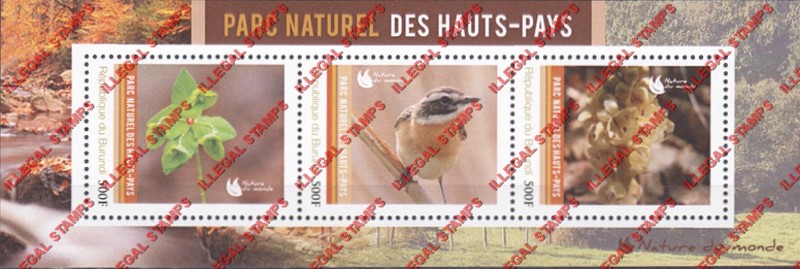 Burundi 2012 National Parks High Country Counterfeit Illegal Stamp Souvenir Sheet of 3