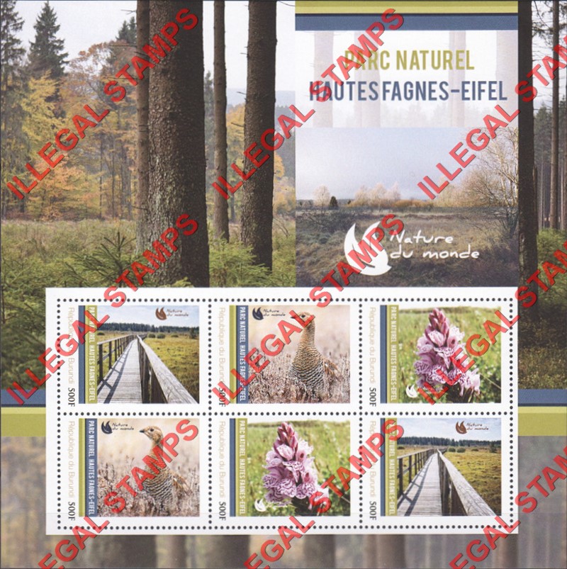 Burundi 2012 National Parks High Fens-Eifel Counterfeit Illegal Stamp Souvenir Sheet of 6