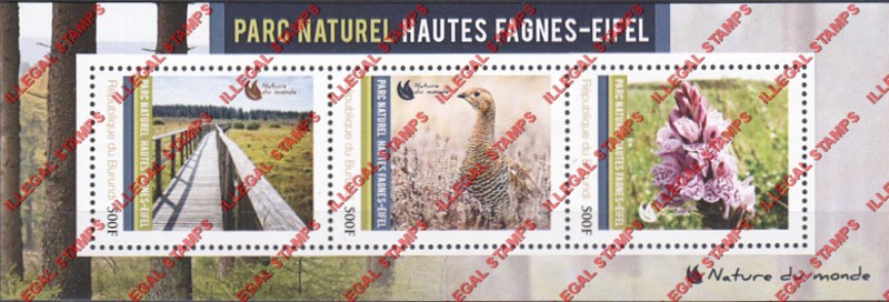 Burundi 2012 National Parks High Fens-Eifel Counterfeit Illegal Stamp Souvenir Sheet of 3