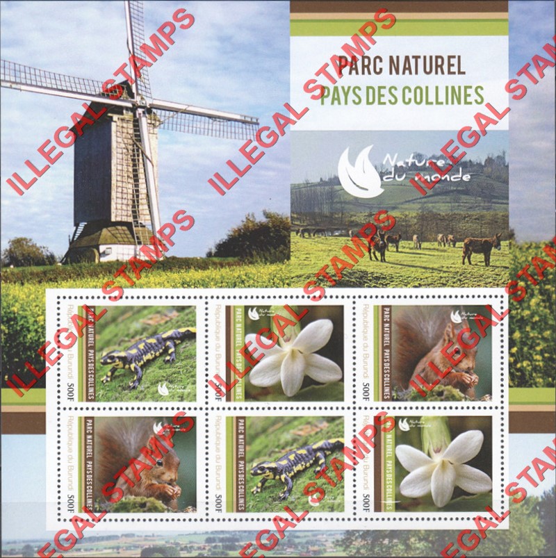Burundi 2012 National Parks Hill Country Counterfeit Illegal Stamp Souvenir Sheet of 6