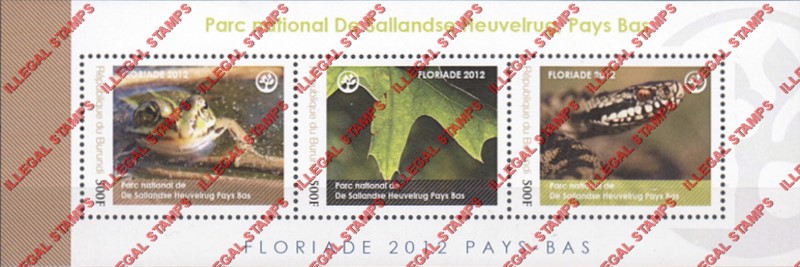 Burundi 2012 National Parks Sallandse Heuvelrug Counterfeit Illegal Stamp Souvenir Sheet of 3