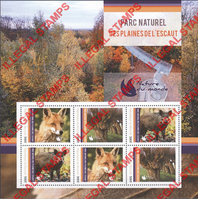 Burundi 2012 National Parks Scheldt Plains Counterfeit Illegal Stamp Souvenir Sheet of 6