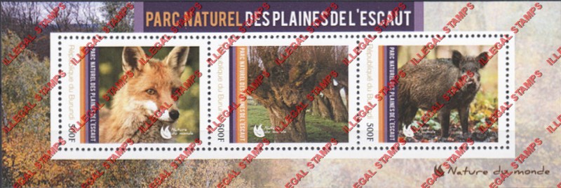 Burundi 2012 National Parks Scheldt Plains Counterfeit Illegal Stamp Souvenir Sheet of 3