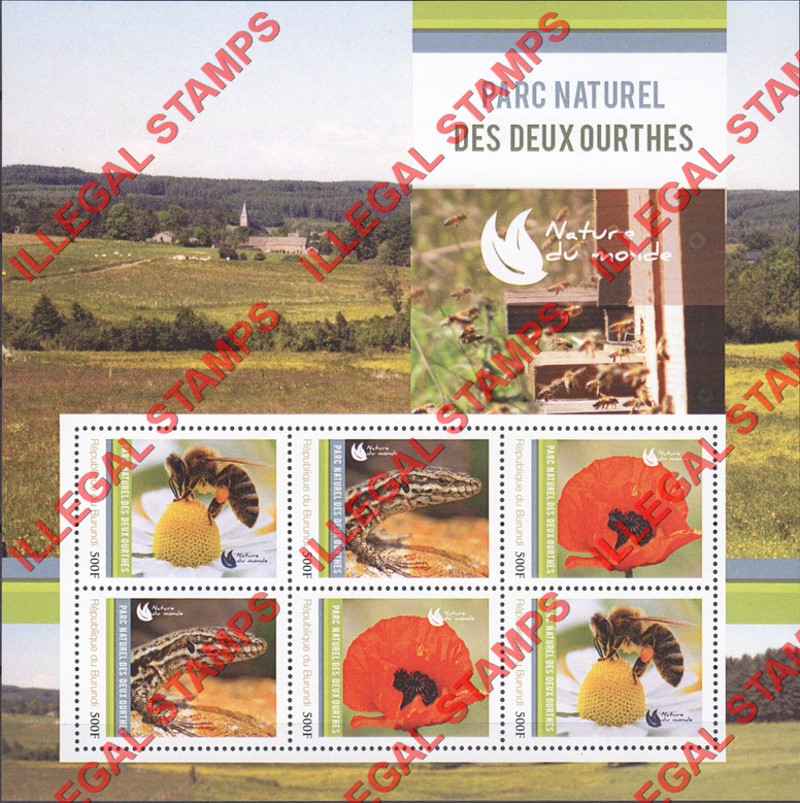 Burundi 2012 National Parks Two Ourthes Counterfeit Illegal Stamp Souvenir Sheet of 6