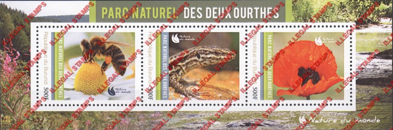 Burundi 2012 National Parks Two Ourthes Counterfeit Illegal Stamp Souvenir Sheet of 3
