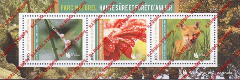 Burundi 2012 National Parks Upper Sure Anlier Forest Counterfeit Illegal Stamp Souvenir Sheet of 3