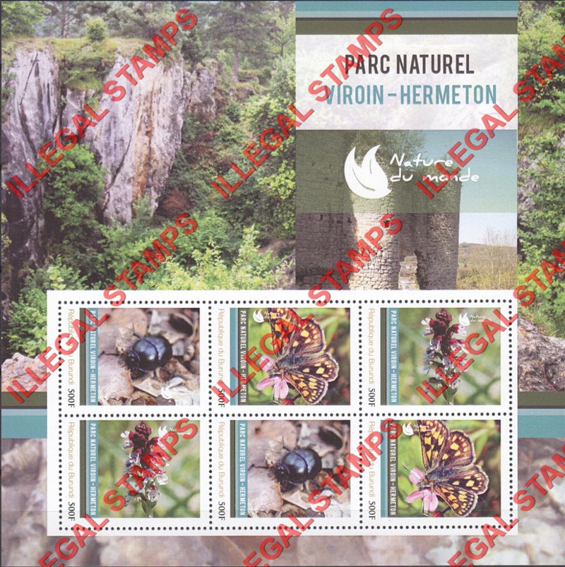 Burundi 2012 National Parks Viroin-Hermeton Counterfeit Illegal Stamp Souvenir Sheet of 6