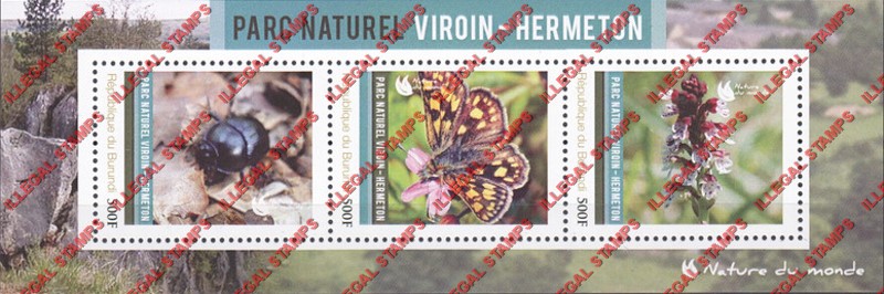 Burundi 2012 National Parks Viroin-Hermeton Counterfeit Illegal Stamp Souvenir Sheet of 3