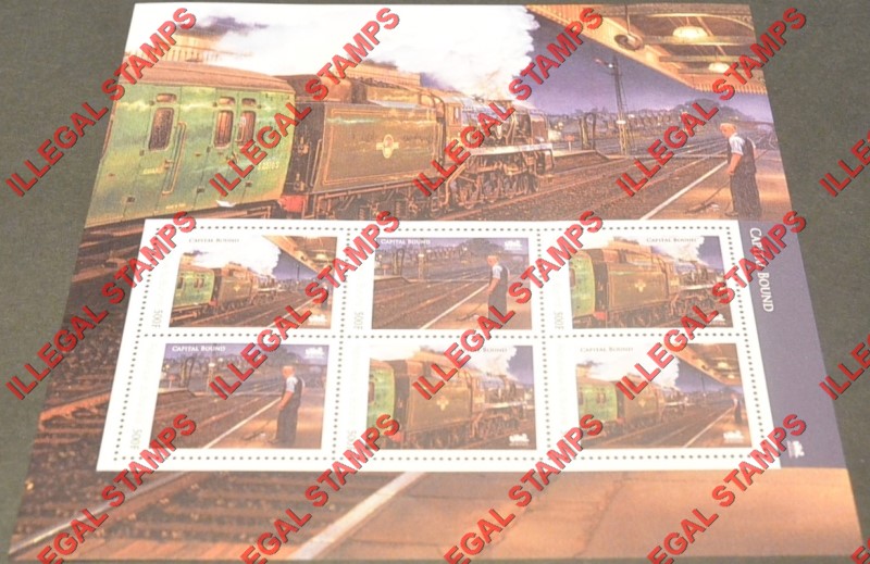 Burundi 2012 Trains Locomotives Capital Bound Counterfeit Illegal Stamp Souvenir Sheet of 6