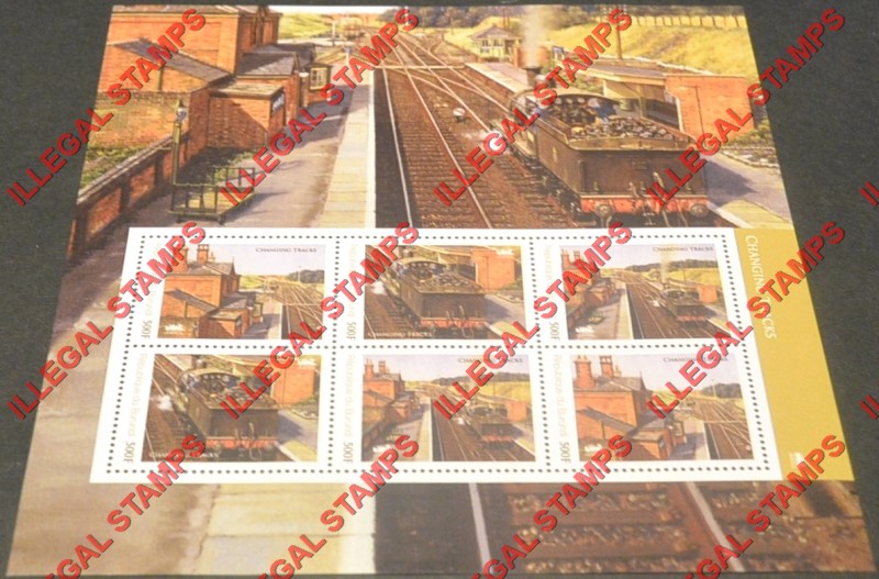 Burundi 2012 Trains Locomotives Changing Tracks Counterfeit Illegal Stamp Souvenir Sheet of 6