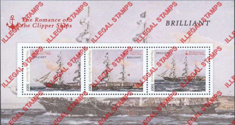 Burundi 2013 Famous Sailing Ships Brilliant Counterfeit Illegal Stamp Souvenir Sheet of 3
