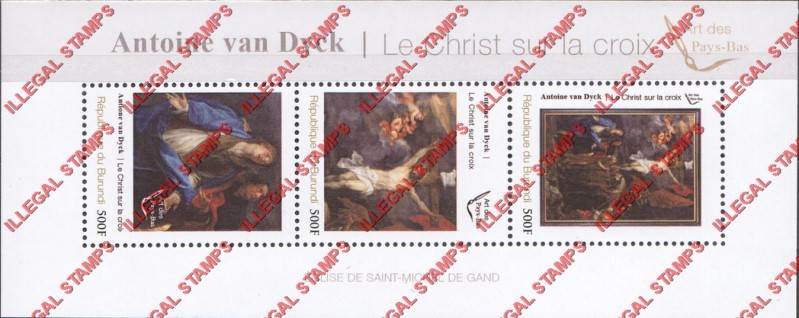 Burundi 2013 Paintings of Christ by Antoine van Dyck Counterfeit Illegal Stamp Souvenir Sheet of 3
