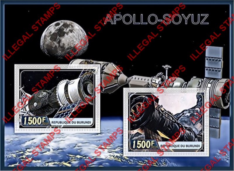 Burundi 2015 Space Apollo Soyuz Counterfeit Illegal Stamp Souvenir Sheet of 2