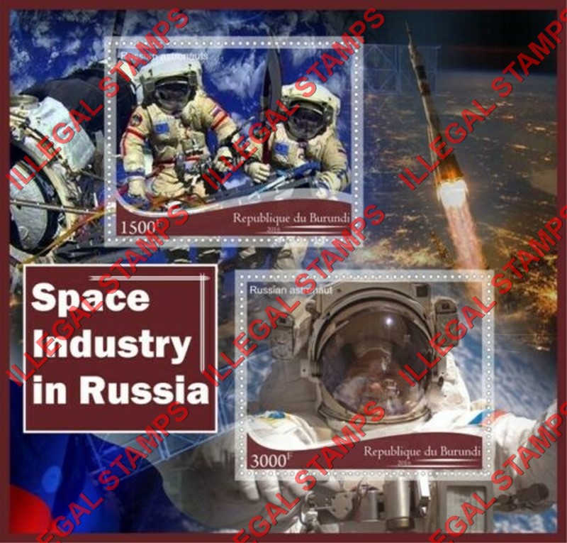 Burundi 2016 Space Industry in Russia Counterfeit Illegal Stamp Souvenir Sheet of 2
