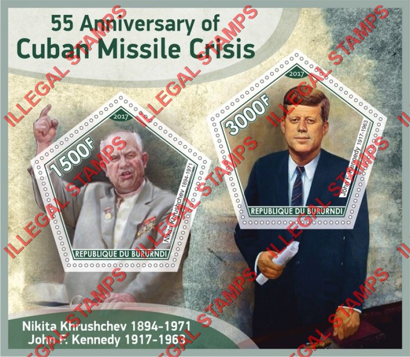 Burundi 2017 Cuban Missile Crisis Counterfeit Illegal Stamp Souvenir Sheet of 2