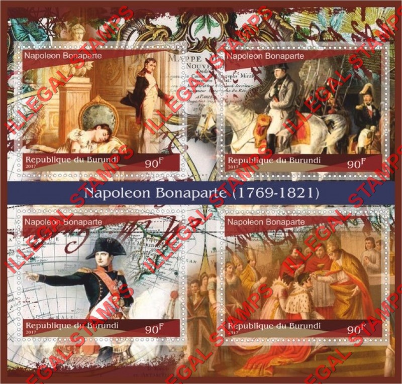 Burundi 2017 Napoleon Bonaparte (different a) Counterfeit Illegal Stamp Souvenir Sheet of 4