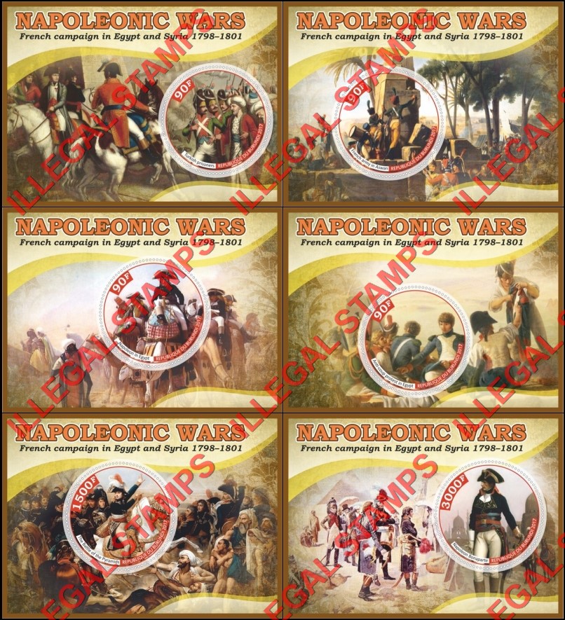 Burundi 2017 Napoleonic Wars Counterfeit Illegal Stamp Souvenir Sheets of 1