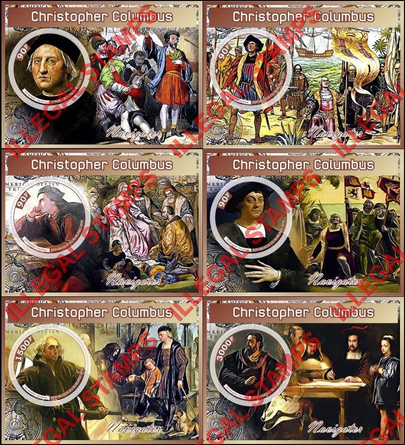 Burundi 2018 Christopher Columbus (different) Counterfeit Illegal Stamp Souvenir Sheets of 1