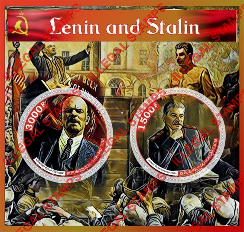Burundi 2018 Lenin and Stalin Counterfeit Illegal Stamp Souvenir Sheet of 2