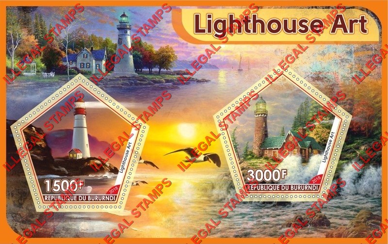 Burundi 2018 Lighthouses Counterfeit Illegal Stamp Souvenir Sheet of 2